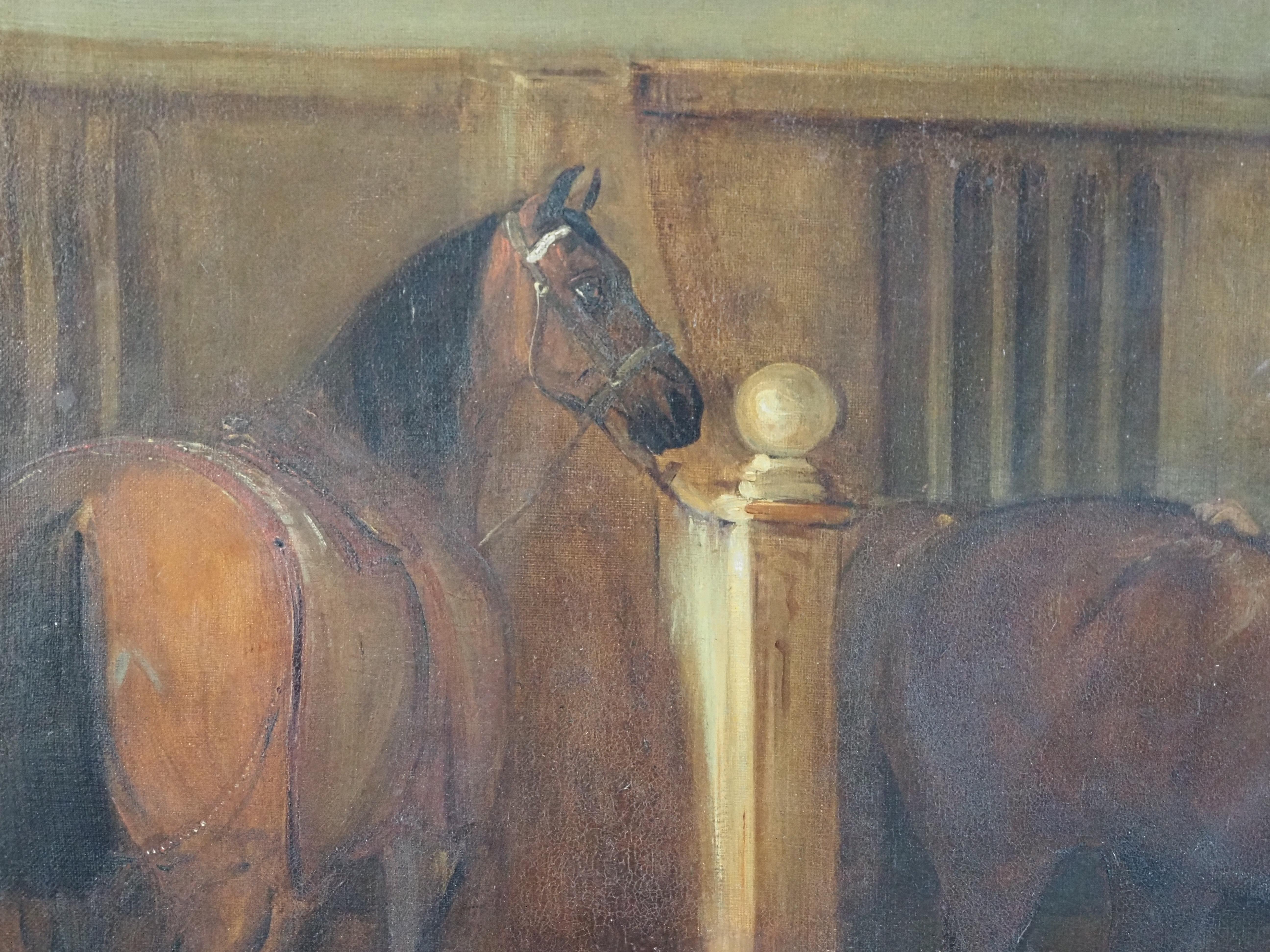 Stabled Horses - Old Masters Painting by John Ferneley Junior