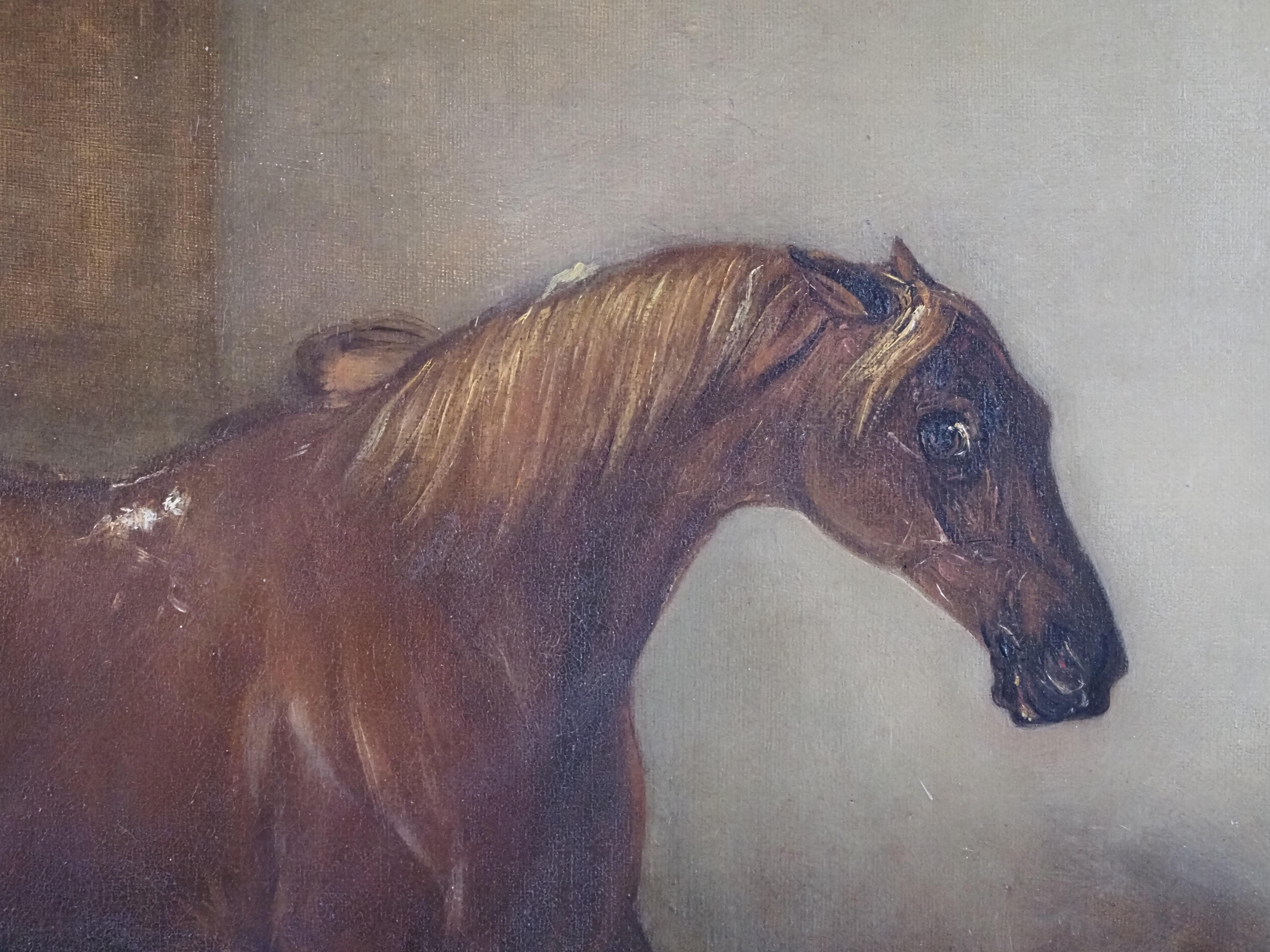 Stabled Horses - Brown Animal Painting by John Ferneley Junior