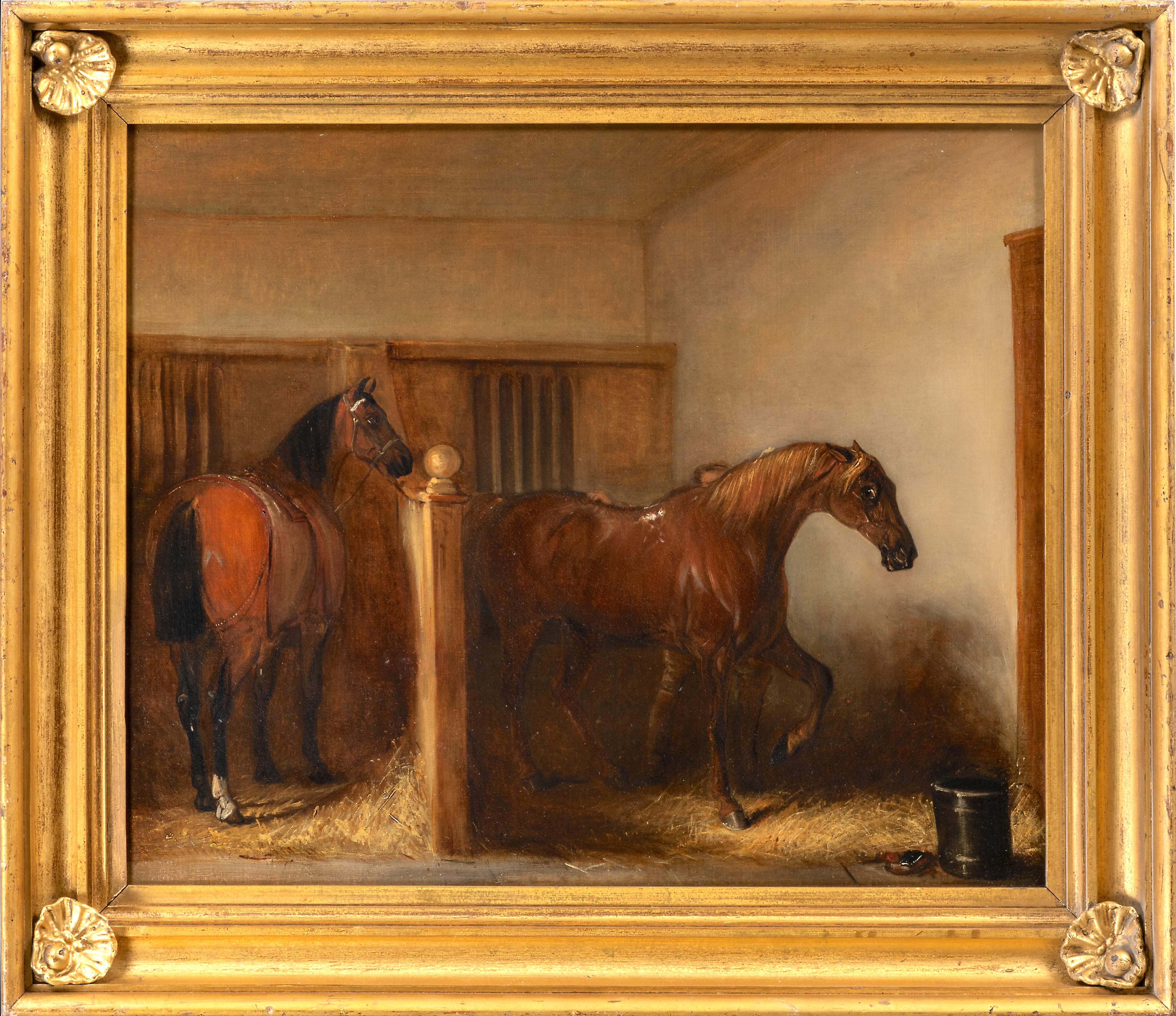 John Ferneley Junior Animal Painting - Stabled Horses