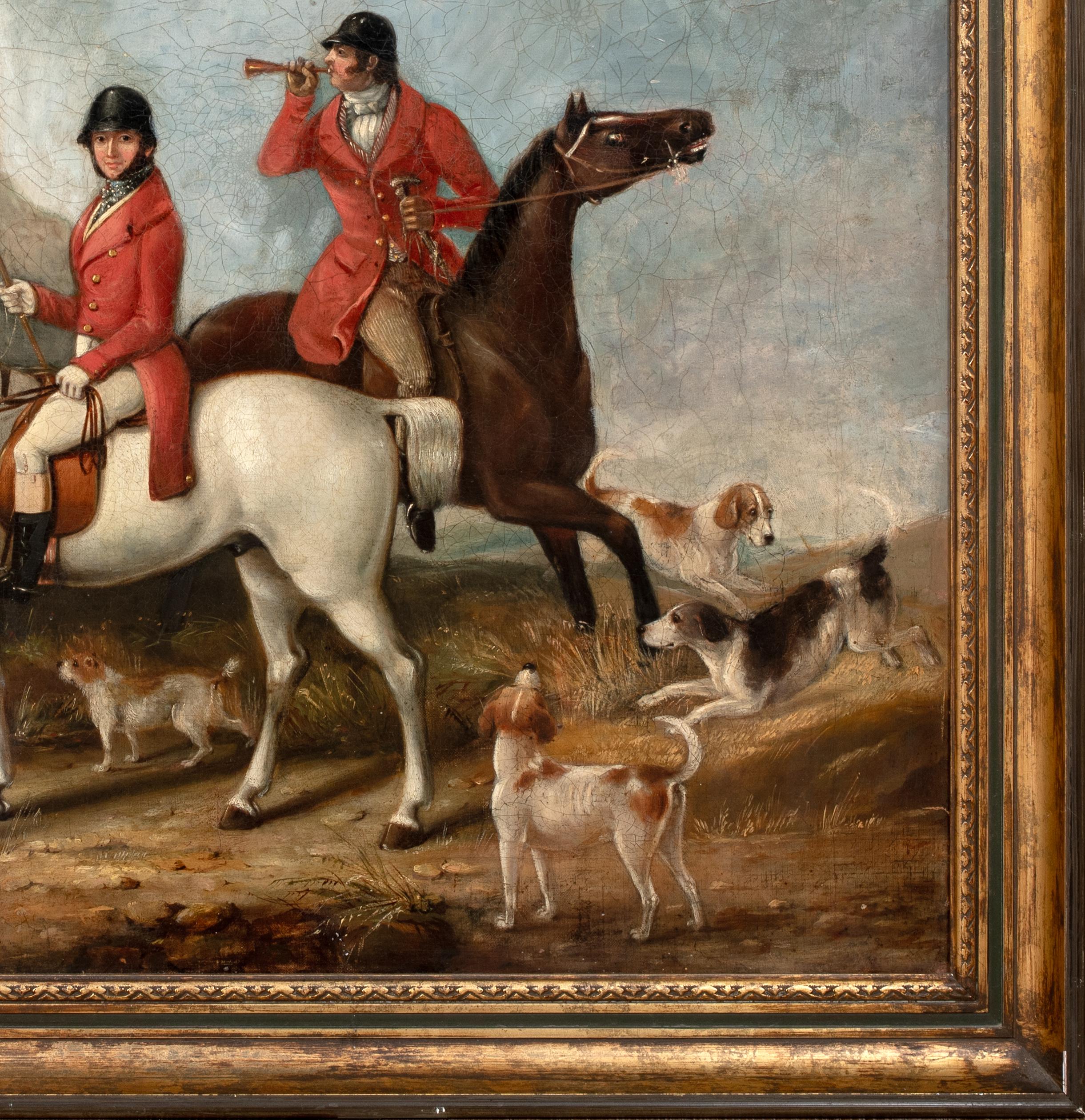 Fuchsjagdgruppe und Foxhounds, 19. Jahrhundert

wird John Ferneley (1782-1860) zugeschrieben

Große englische Fuchsjagdgruppe und Foxhounds aus dem 19. Jahrhundert, Öl auf Leinwand. Ausgezeichnete Qualität und Zustand große Ansicht einer Fuchsjagd
