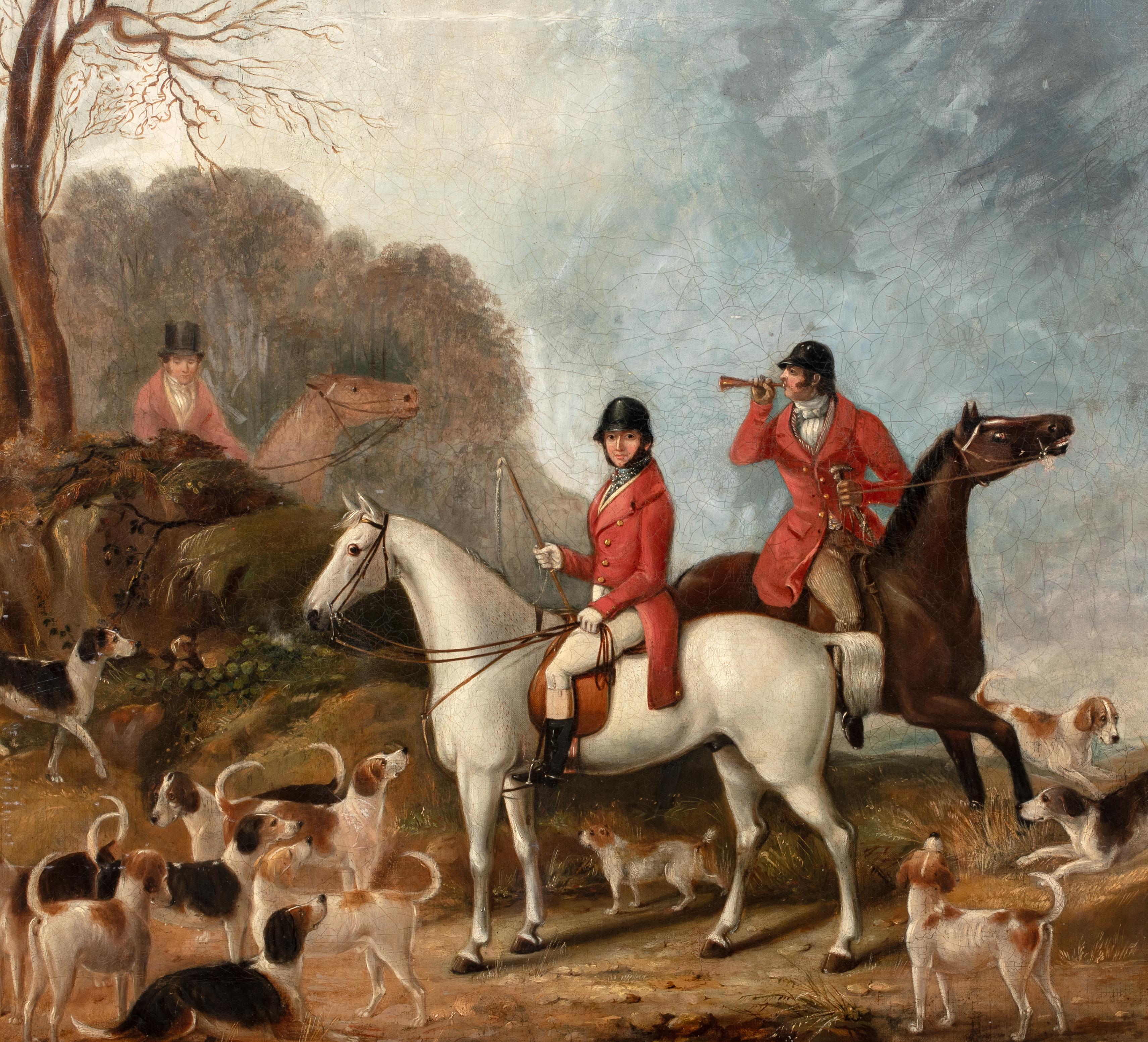 Fuchsjagdgruppe und Foxhounds, 19. Jahrhundert im Angebot 1