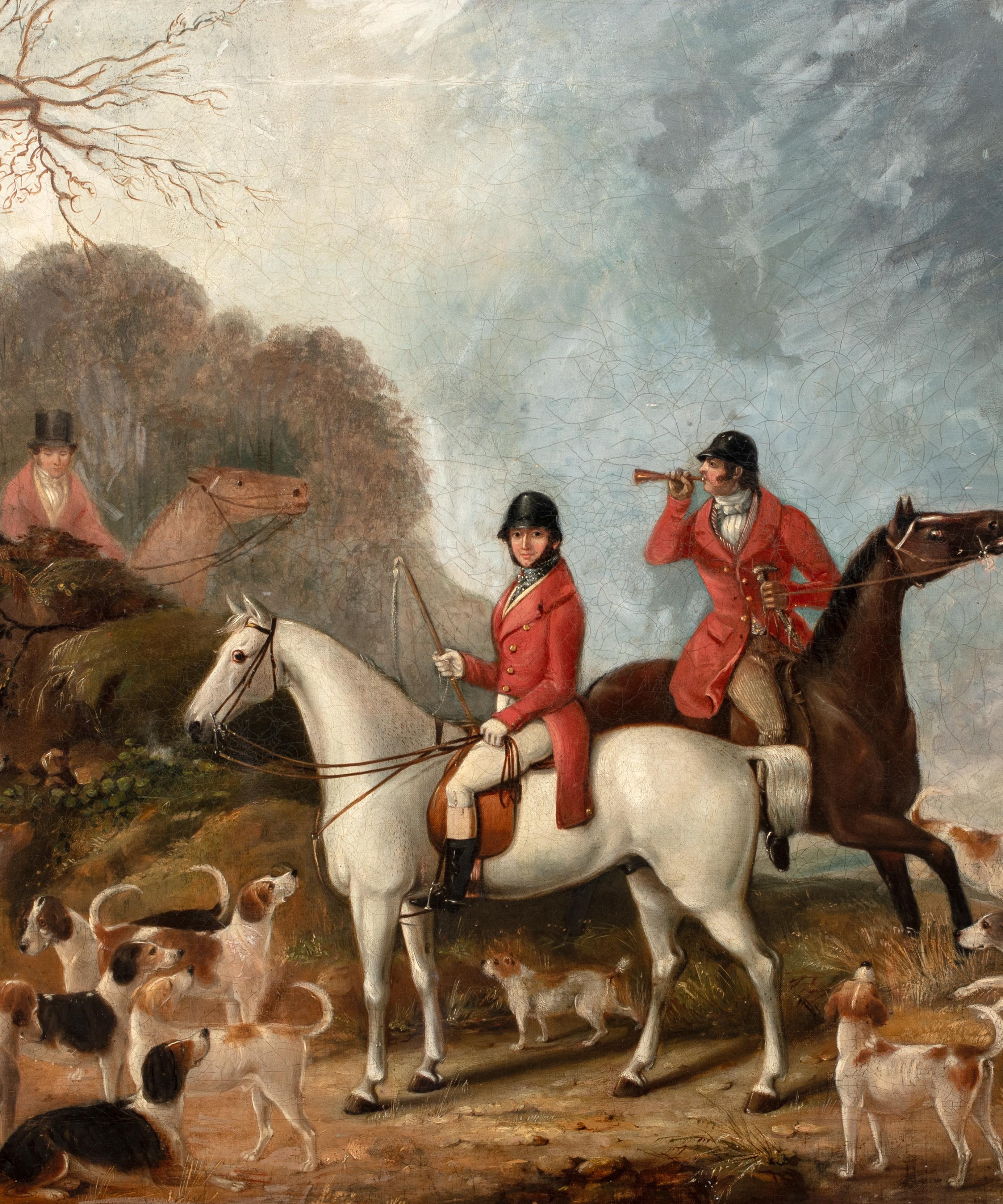 Fuchsjagdgruppe und Foxhounds, 19. Jahrhundert im Angebot 3