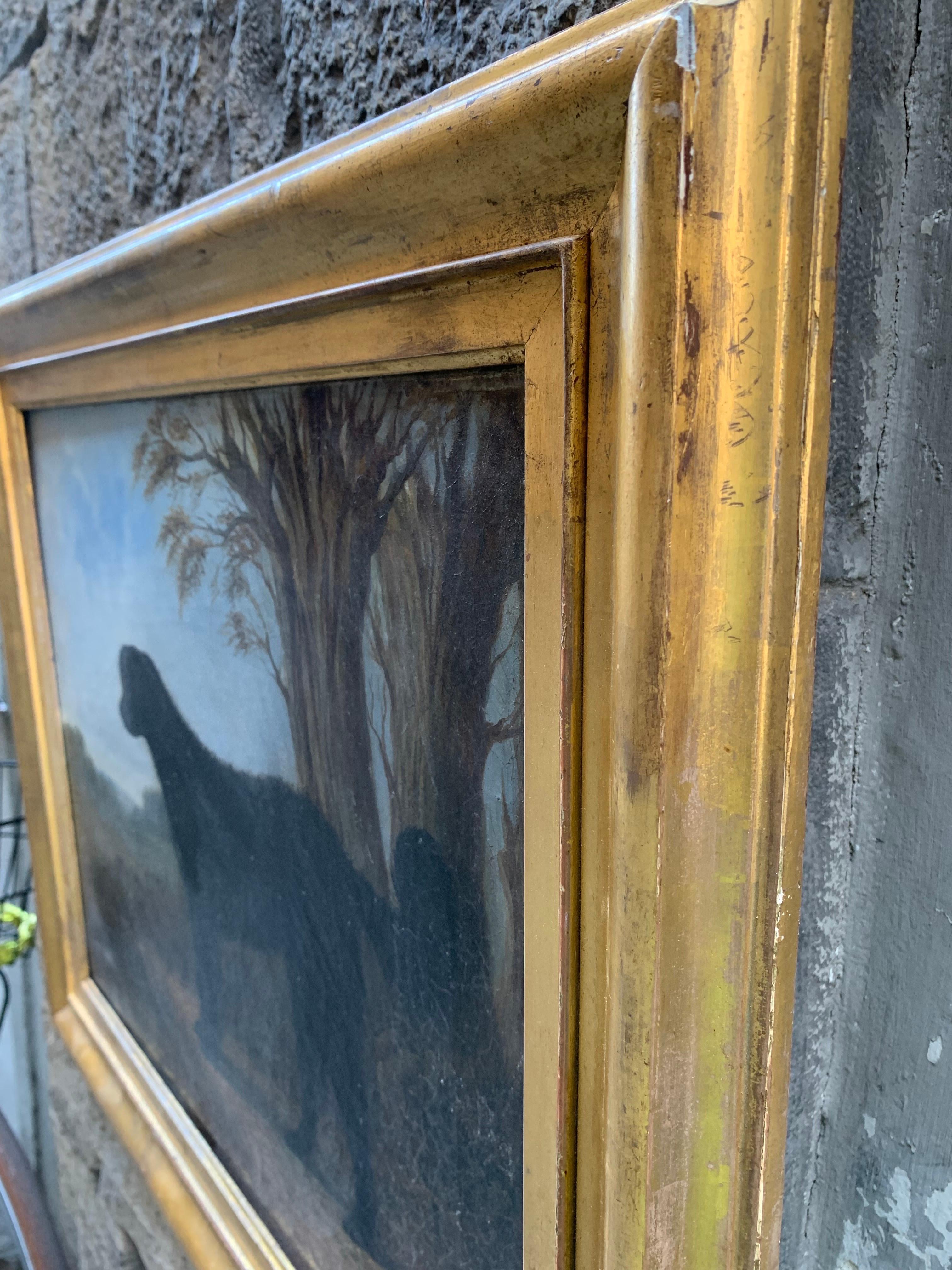 Retrato de labrador negro de pelo largo, siglo XIX, escuela inglesa en venta 7