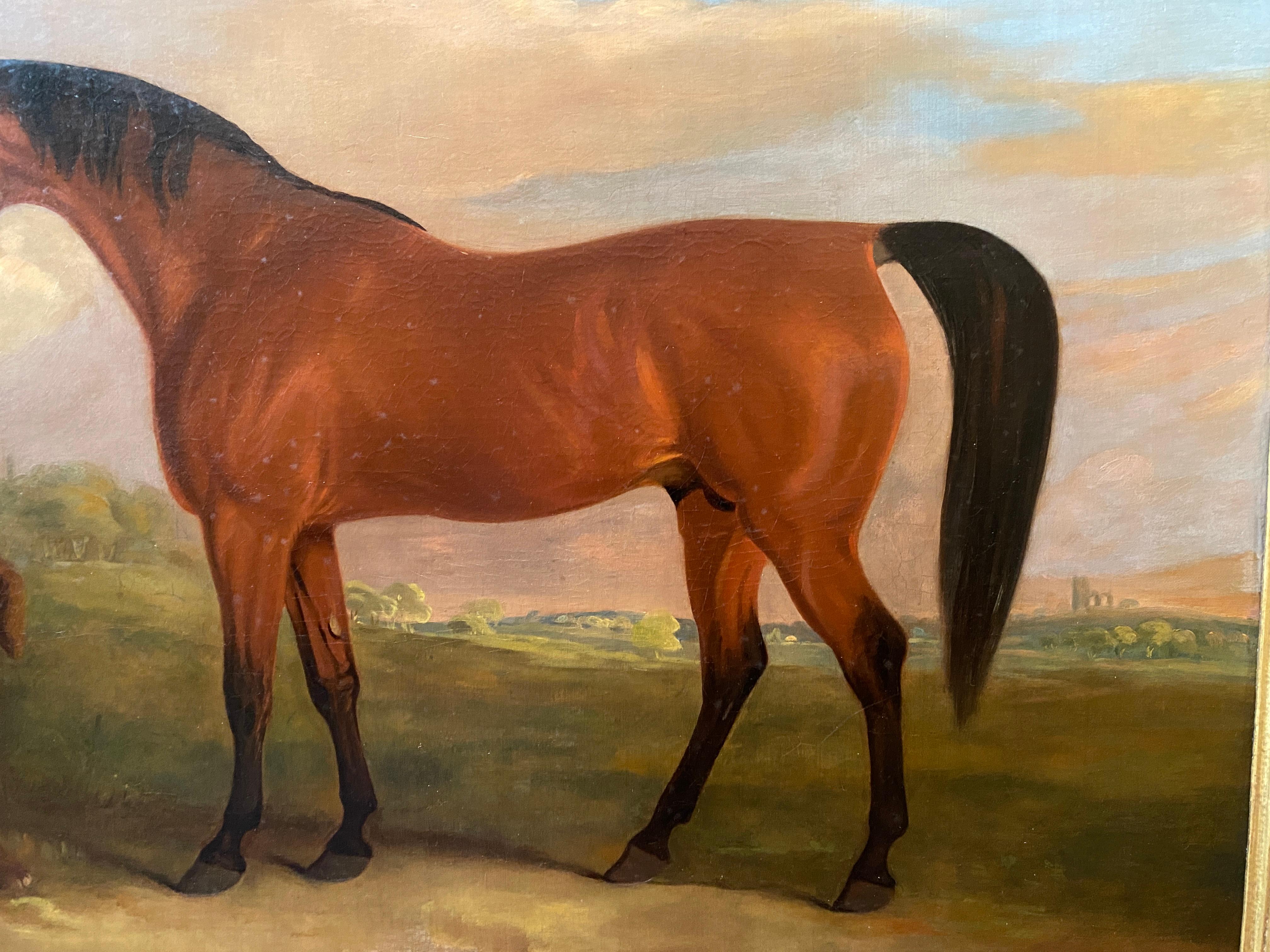 John Ferneley - Stallion mit Vater (Braun), Animal Painting, von John Ferneley Senior