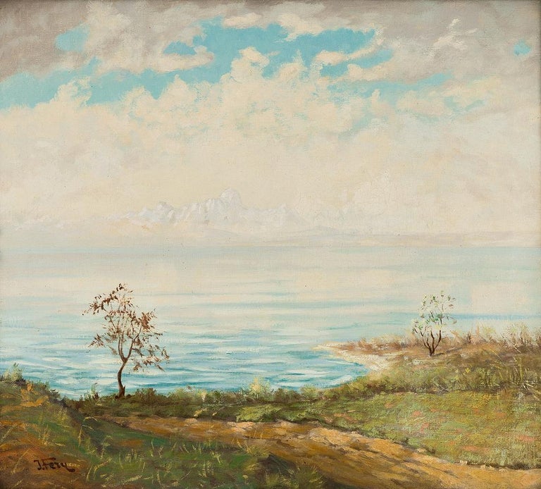 "Western Lake Landscape," John Fery, Hudson River School View - Painting by John Fery