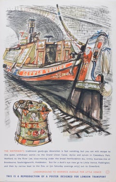 Retro London Transport Warwick Avenue for Little Venice canal poster by John Finnie