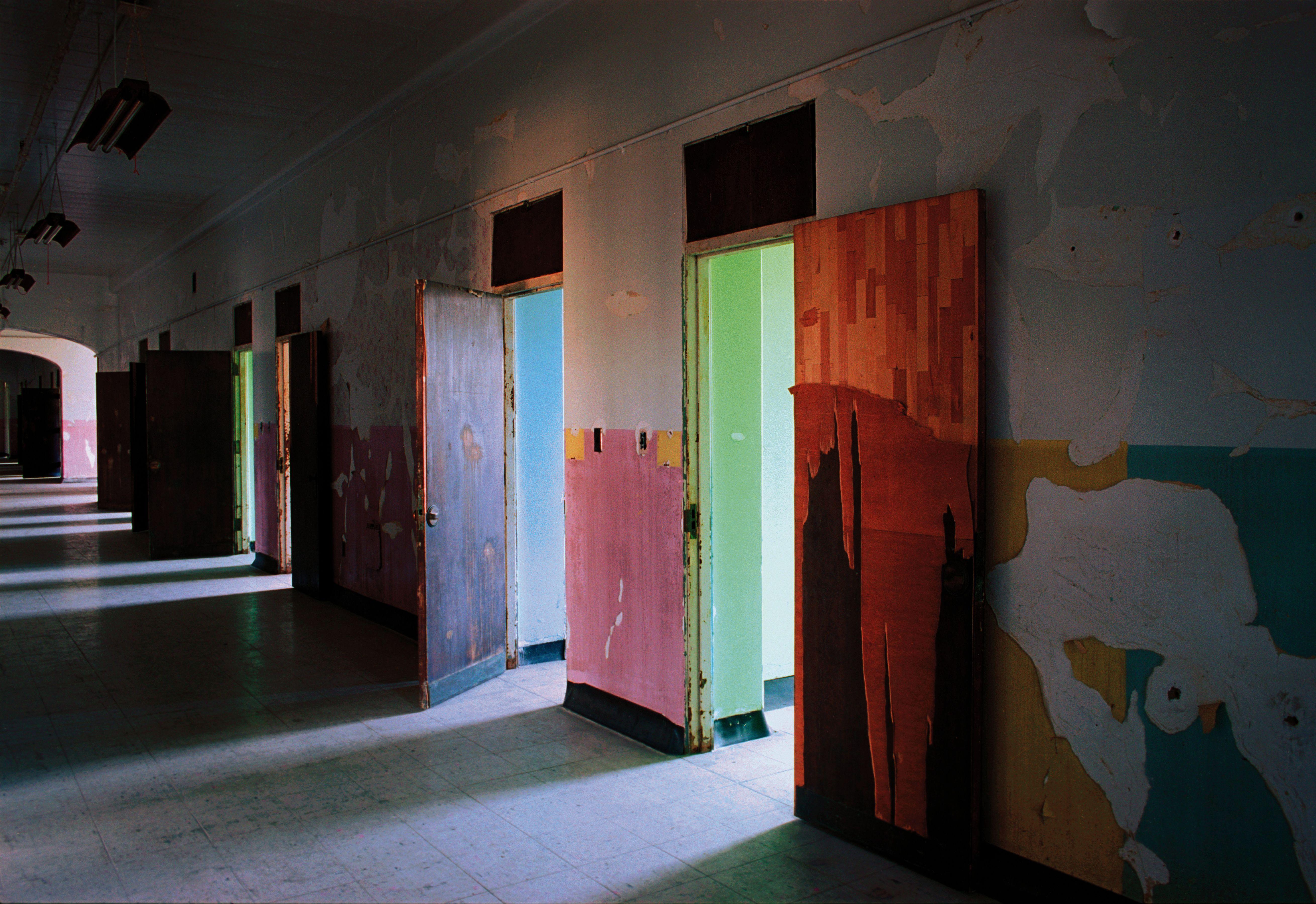 John Flatz Color Photograph - Segregation Room Doors, Photograph, Archival Ink Jet
