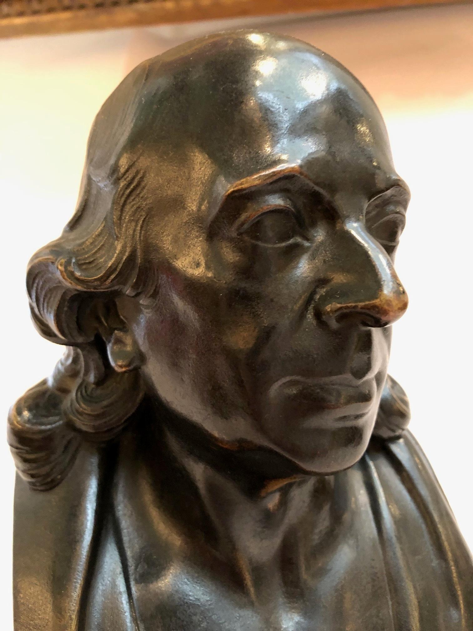 English John Flaxman Small Bronze Bust after Samuel Joseph