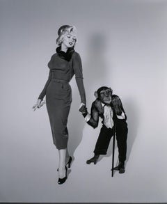 Marilyn Monroe and Chimp Black and White by John Florea