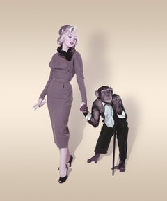 Vintage Marilyn Monroe Color Transparency with Chimpanzee 