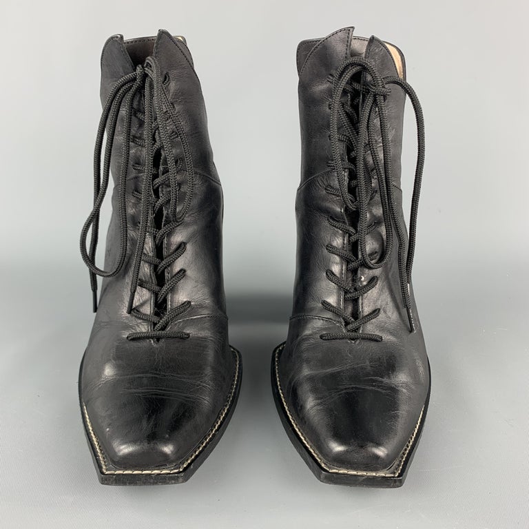 JOHN FLUEVOG Prince George Size 10 Black Leather Lace Up Ankle Boots at ...