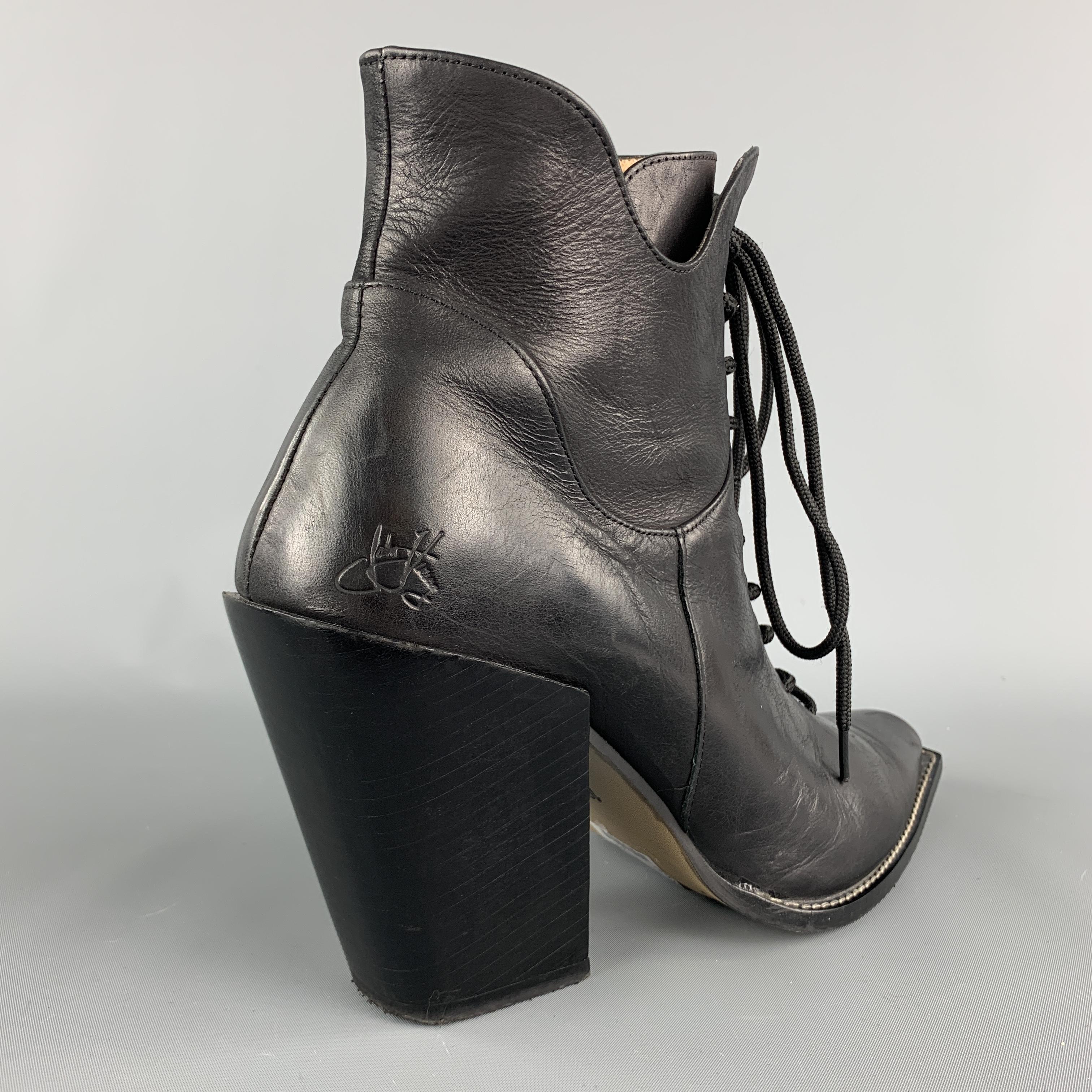 JOHN FLUEVOG Prince George Size 10 Black Leather Lace Up Ankle Boots 1