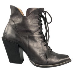 JOHN FLUEVOG Prince George Size 10 Black Leather Lace Up Ankle Boots