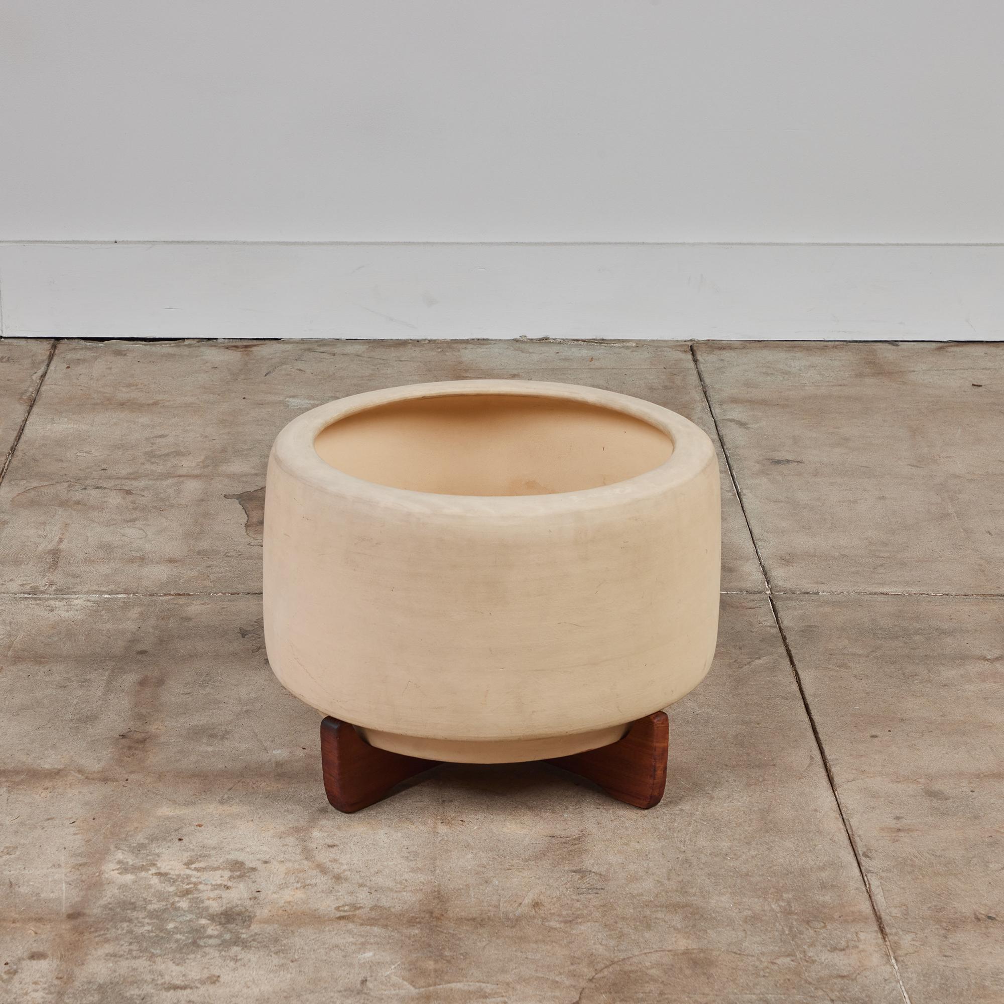 Mid-Century Modern John Follis for Architectural Pottery CP-17 Tire Planter on Wood Base For Sale