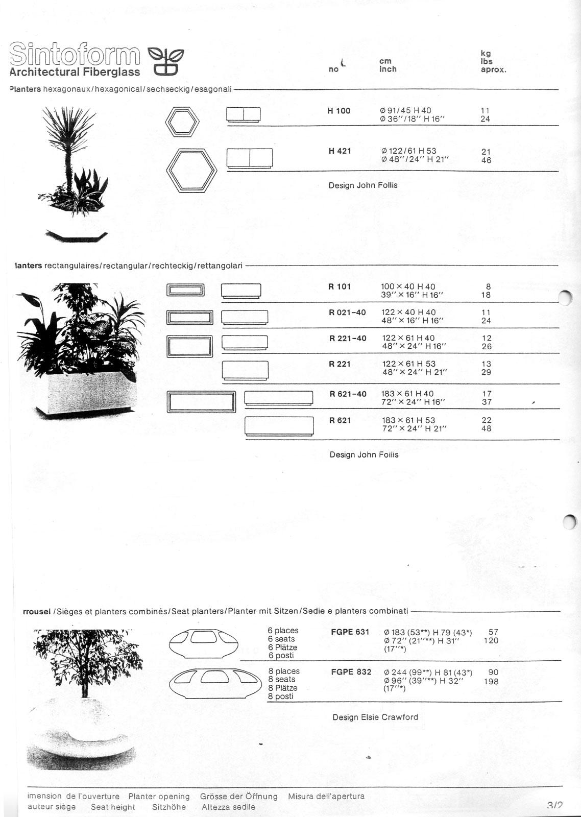 Fine XX secolo John Follis, Contenitore per piante per Sintoform, 1970 in vendita