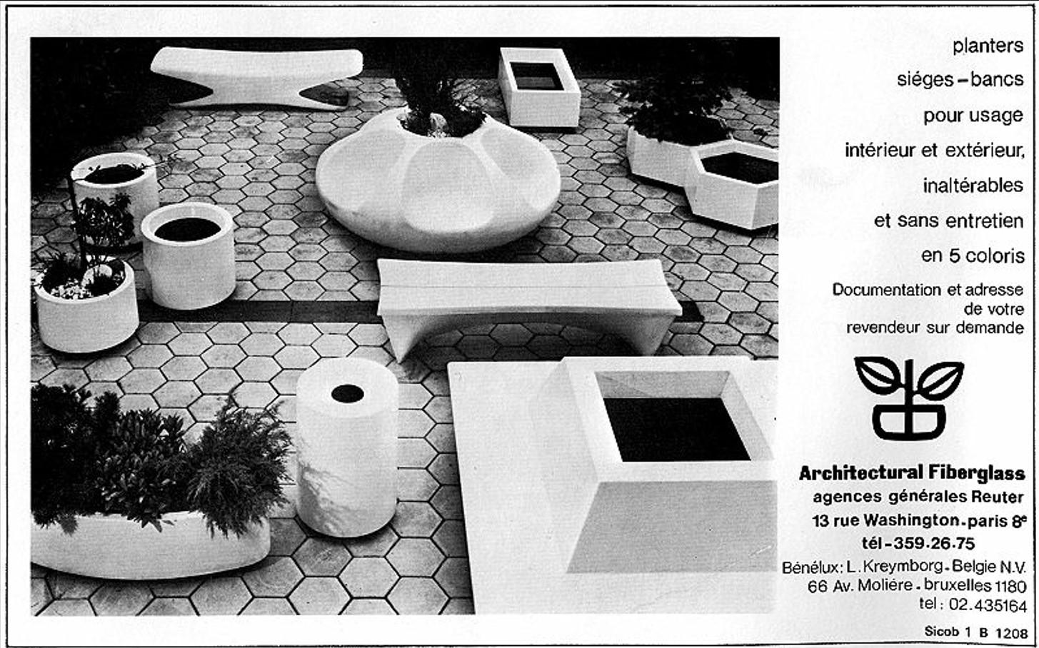 Vetroresina John Follis, Contenitore per piante per Sintoform, 1970 in vendita
