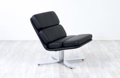 John Follis “Solo” Black Leather & Chrome Lounge Chair for Fortress