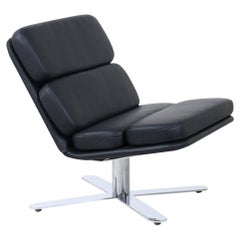 John Follis “Solo” Black Leather & Chrome Lounge Chair for Fortress