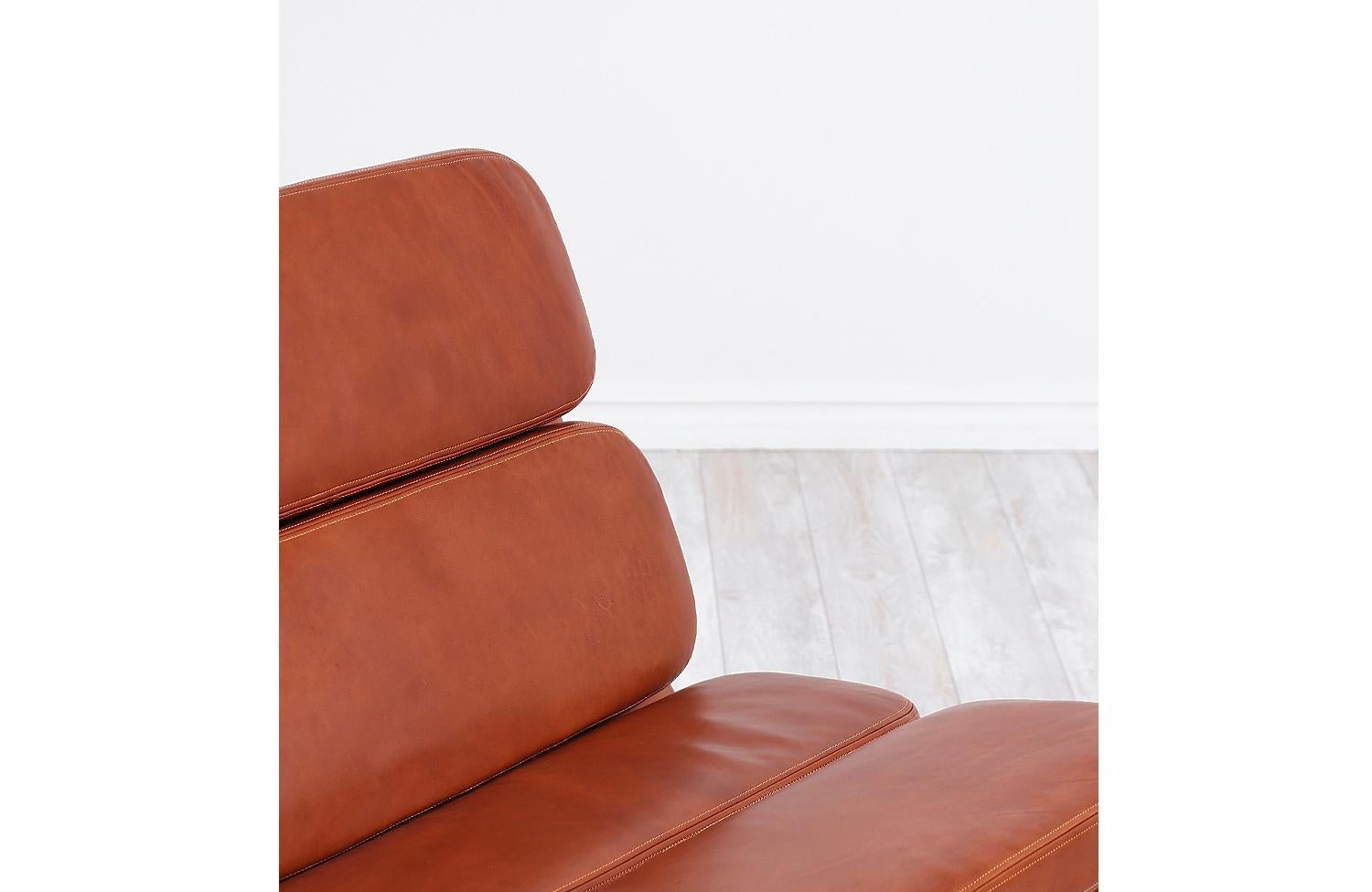 John Follis “Solo” Cognac Leather Lounge Chairs for Fortress 6