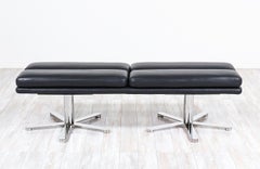 John Follis “Solo” Leather & Steel Bench for Fortress