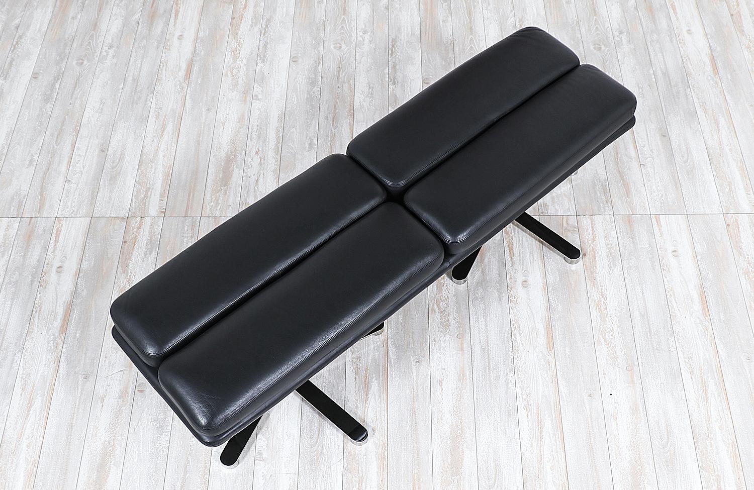 American John Follis “Solo” Leather & Steel Bench for Fortress