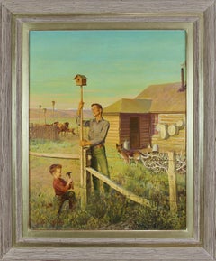 Putting Up Birdhouses, Original Cover for The Saturday Evening Post Cover
