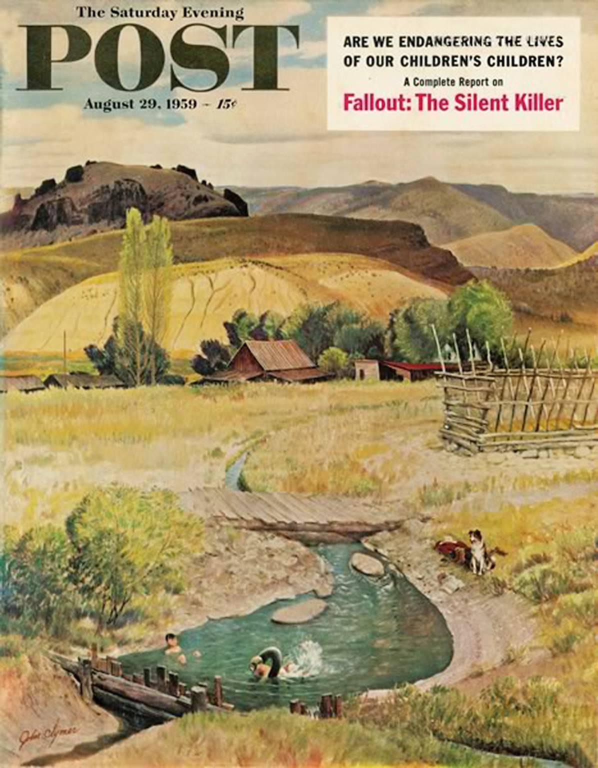 Samedi Evening Post Cover, 29 août 1959. - Americana - Réalisme américain Painting par John Ford Clymer