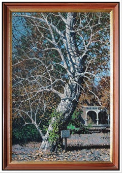 Vintage R John Foster Large Original Oil Painting On Canvas Hand Signed Landscape Framed