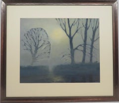 Vintage (1942-2007) English Post impressionist Oil Painting Misty Morning ARUNDEL SUSSEX
