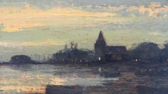 John Foulger (1942-2007) British post impressionist oil painting Sunset Bosham
