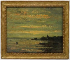 John Foulger (1942-2007) British post impressionist oil painting Sunset Bosham 