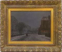 John Foulger (1942-2007) English Impressionist pittura ad olio CHISWICK LONDRA Neve