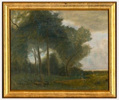 John Foulger (1943-2007) - Huile du 20e siècle encadrée, un champ avec arbres