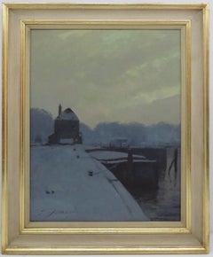 Vintage John Foulger (1942-2007) Winter Snow Scene fine Post Impressionist oil painting 