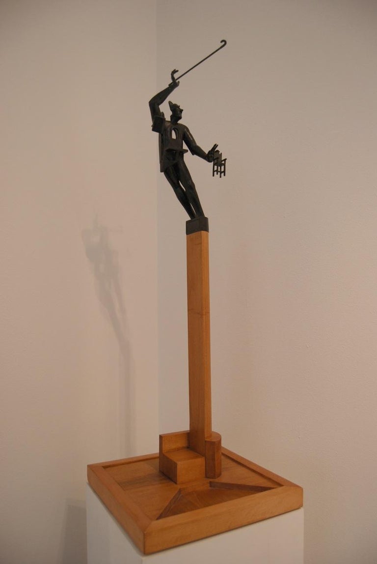 John Frame “Balance” 1/1 in wood base, bronze sculpture by John Frame