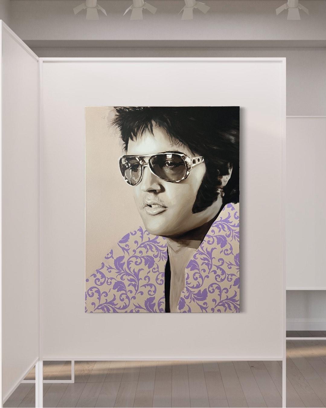 John Francis Gallagher Figurative Painting - Elvis - Oil on Canvas