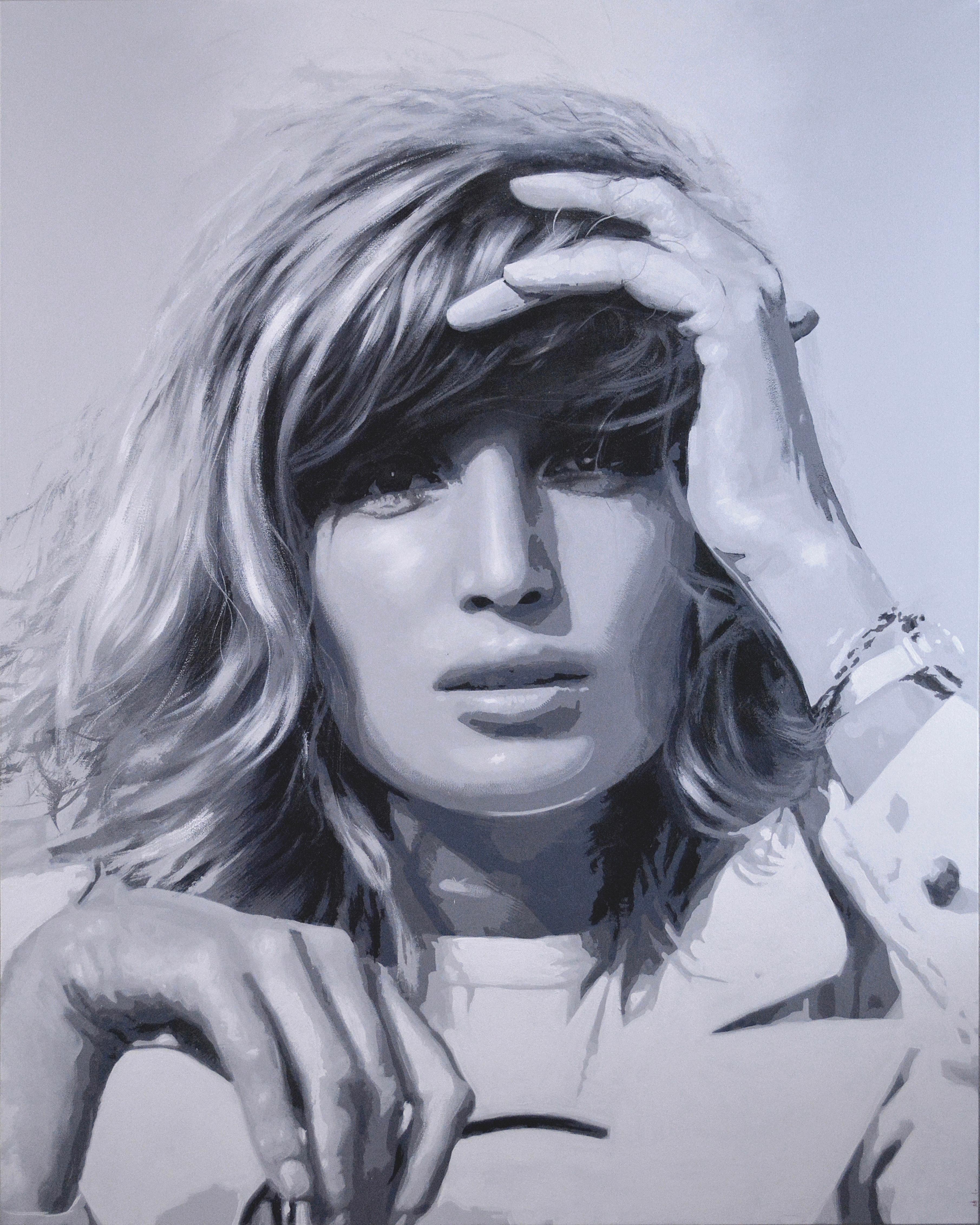 Figurative Painting de John Francis Gallagher - Monica Vitti - Actriz italiana - Óleo sobre lienzo