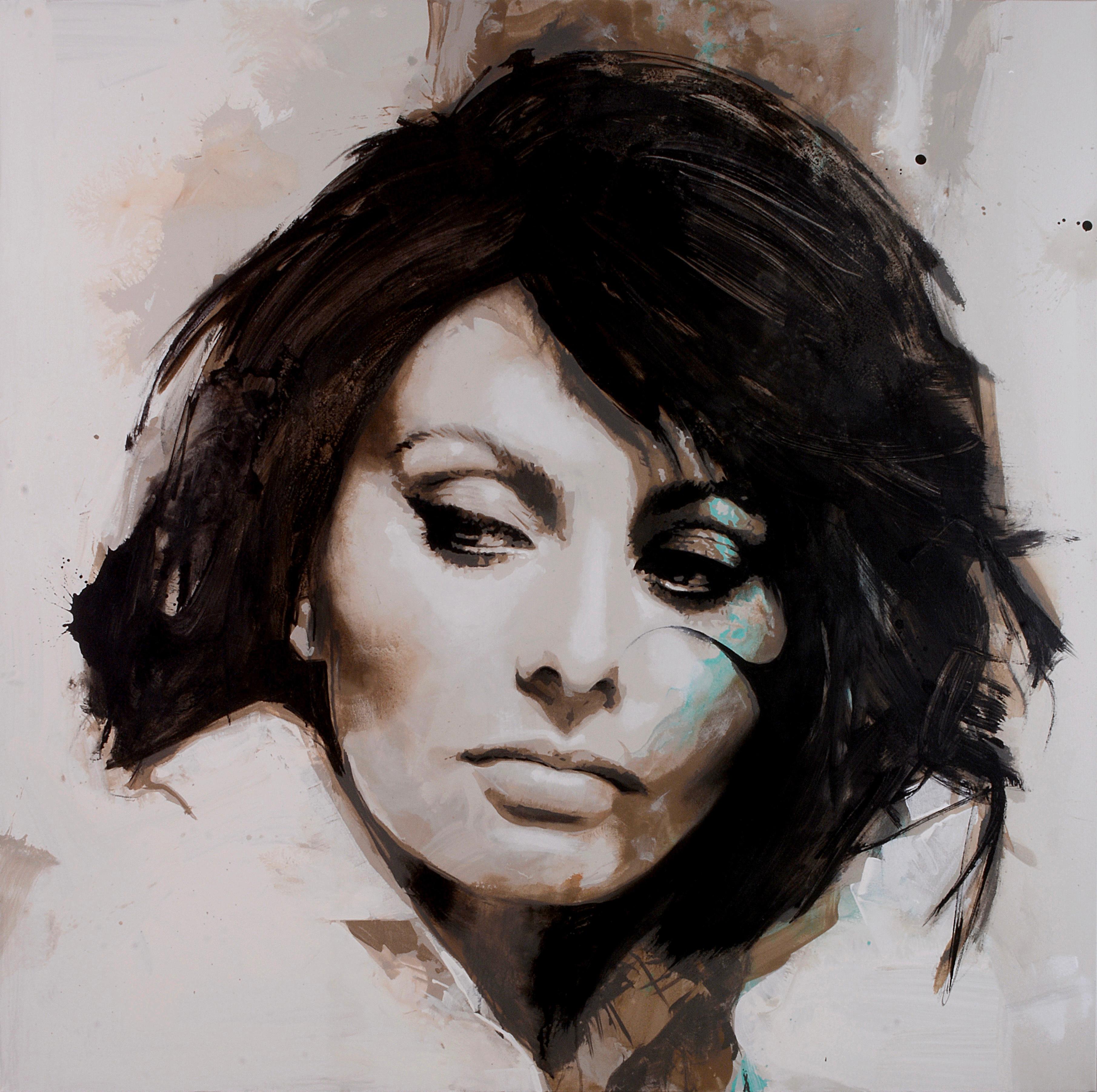 Figurative Painting di John Francis Gallagher - Sophia Loren - Olio su tela