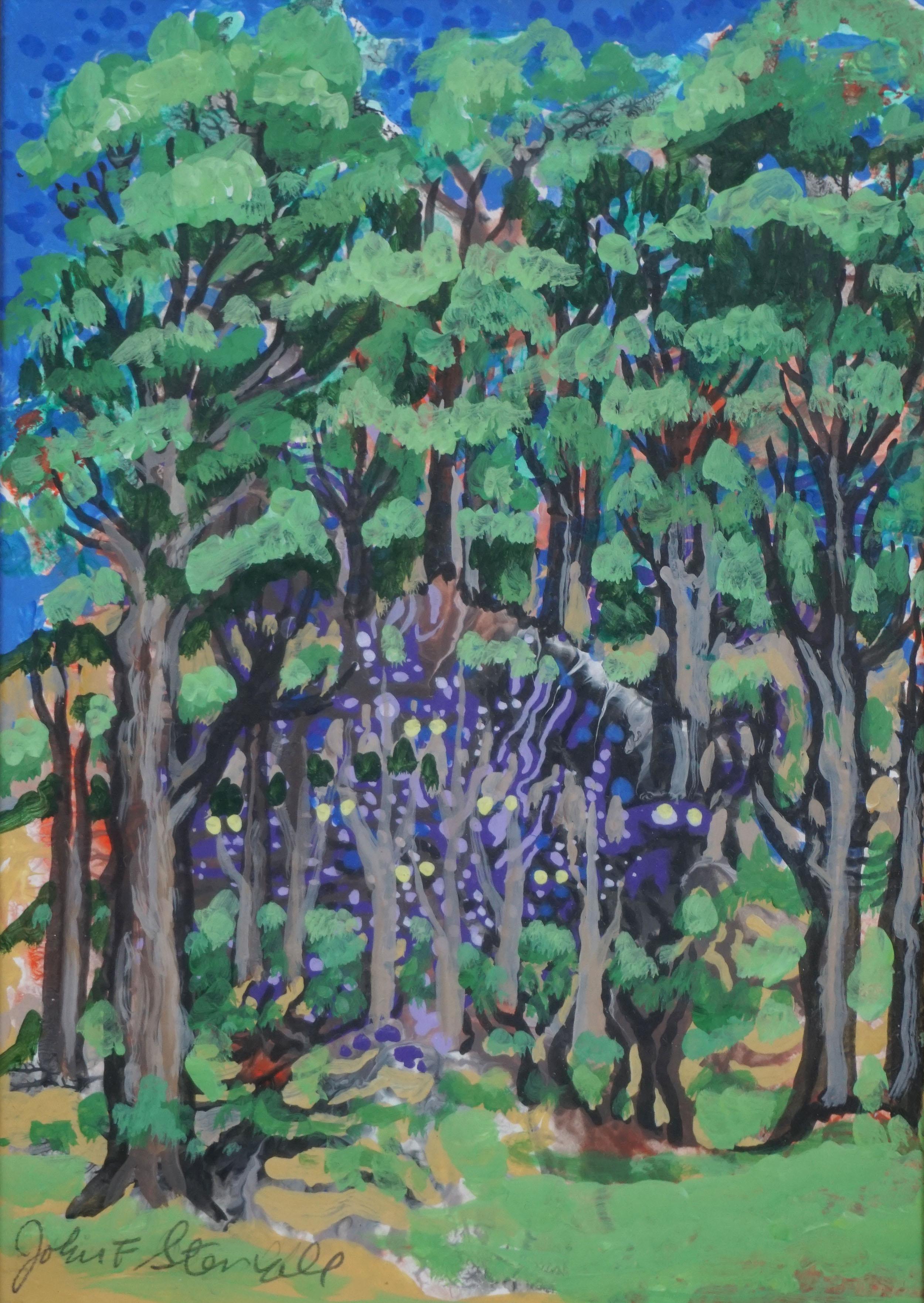 John Francis Stenvall Landscape Painting - Small Scale Fauvist Landscape -- Forest Wonder