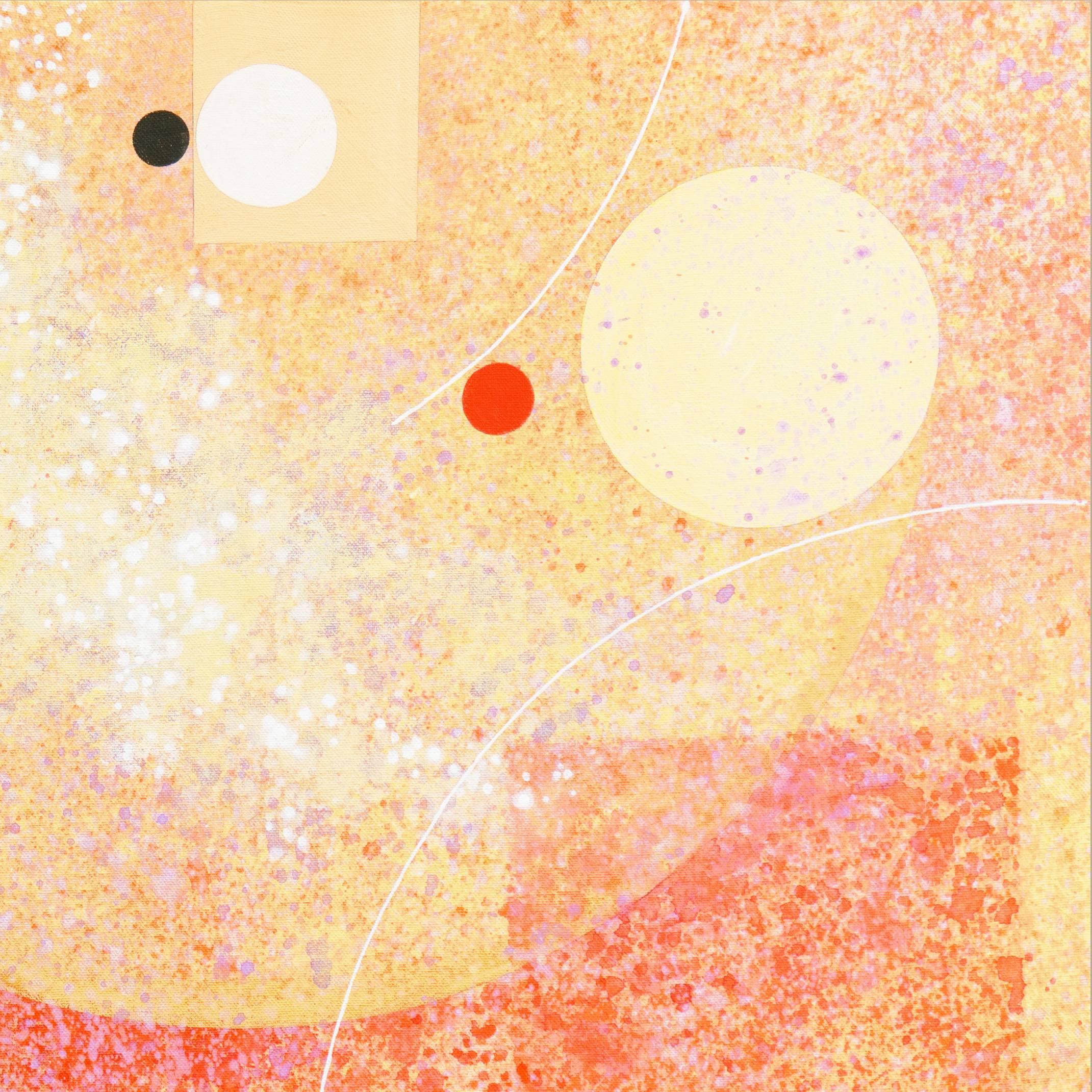 Un sustancial abstracto al óleo compuesto por cuadrados y círculos superpuestos en tonos carmesí, ocre, crema, marfil y negro, acentuados por elementos lineales curvos.

Atribuido a John Franklin Sommers. 
Firmado abajo a la derecha, 