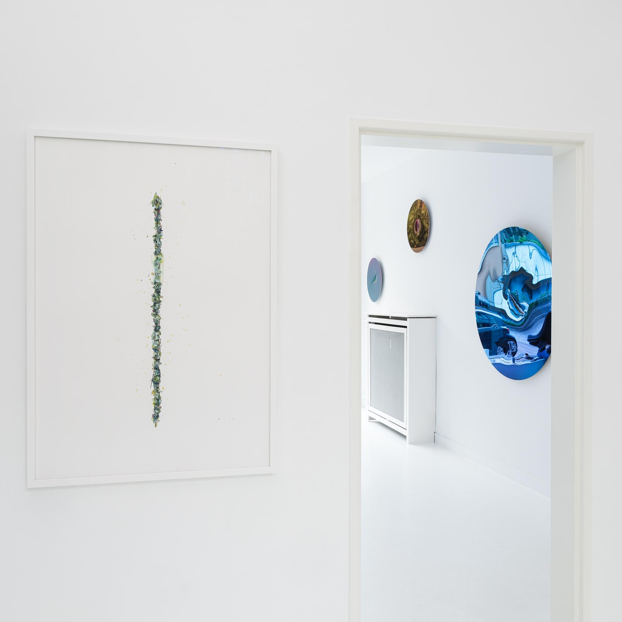 Assiette de miroir carrée en acier vert de John Franzen avec découpe à l'axe 60 x 60 cm en vente 10