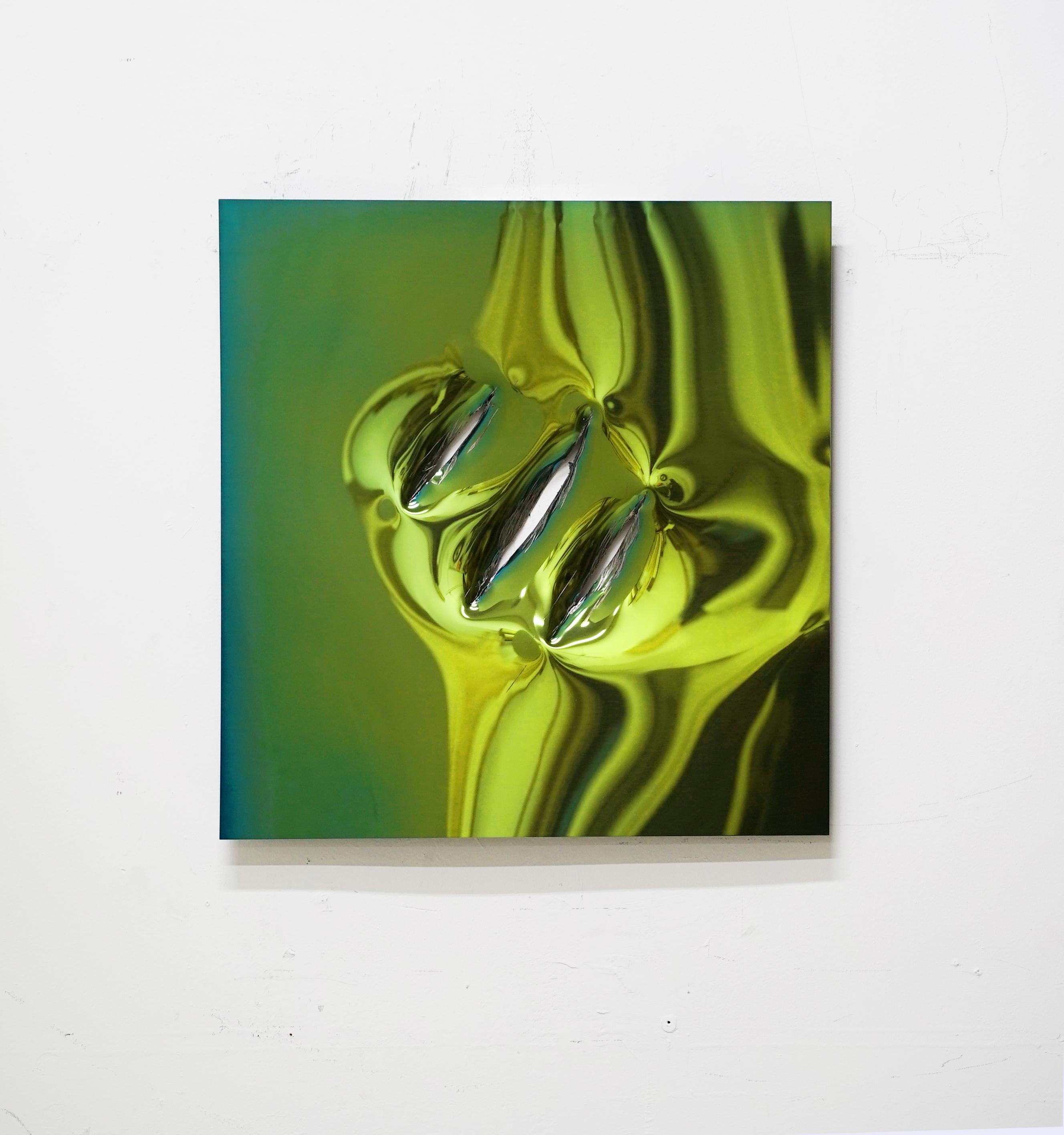 Assiette de miroir carrée en acier vert de John Franzen avec découpe à l'axe 60 x 60 cm en vente 3