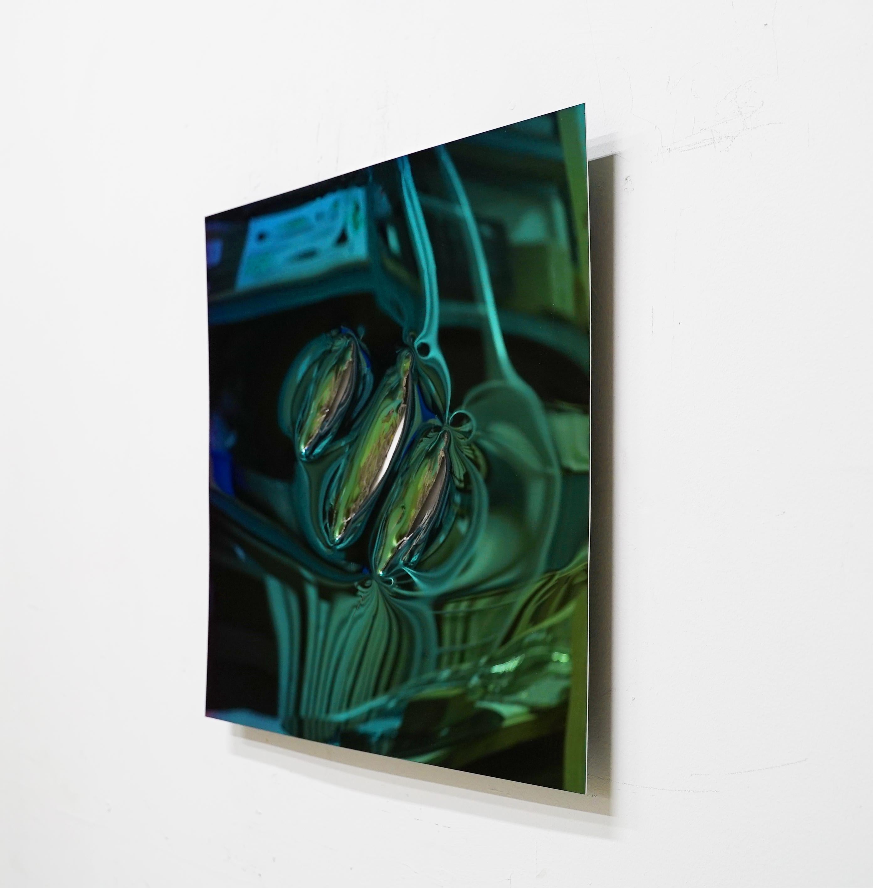 Assiette de miroir carrée en acier vert de John Franzen avec découpe à l'axe 60 x 60 cm en vente 5