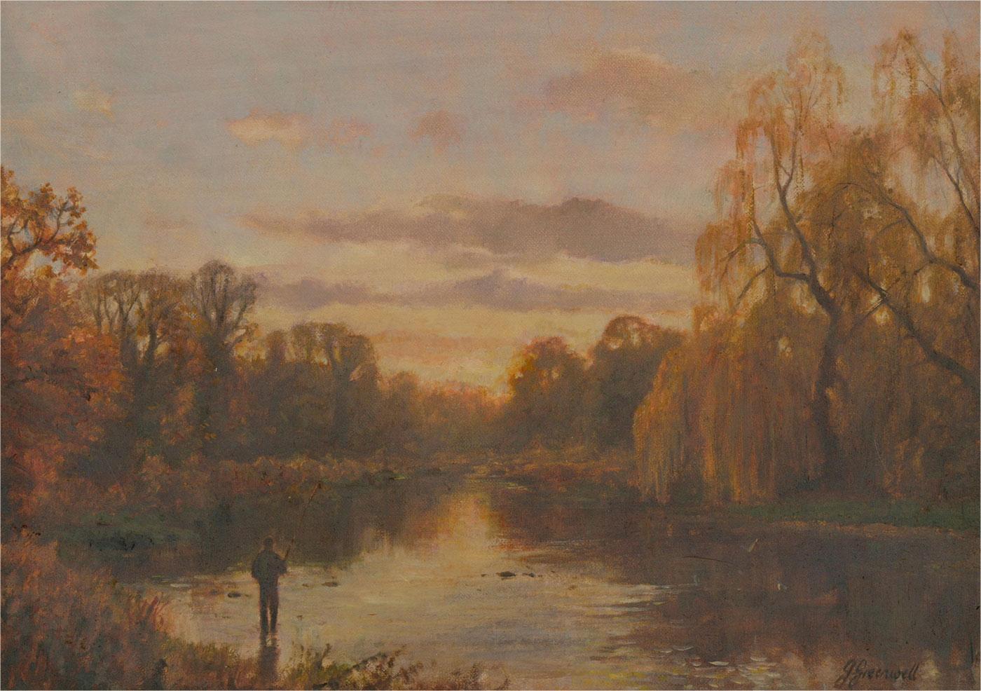 John Frederick Greenwell (1939–2009) - Framed Oil, Sunset on River Gade 1