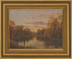 John Frederick Greenwell (1939–2009) - Framed Oil, Sunset on River Gade