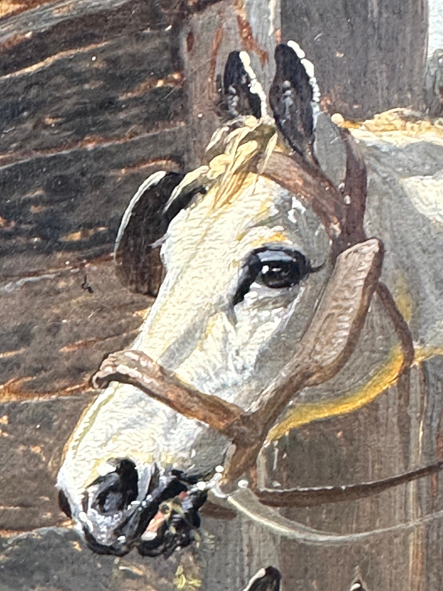 Corral inglés del siglo XIX, gallinas, caballo, burro y cabras en un paisaje en venta 7