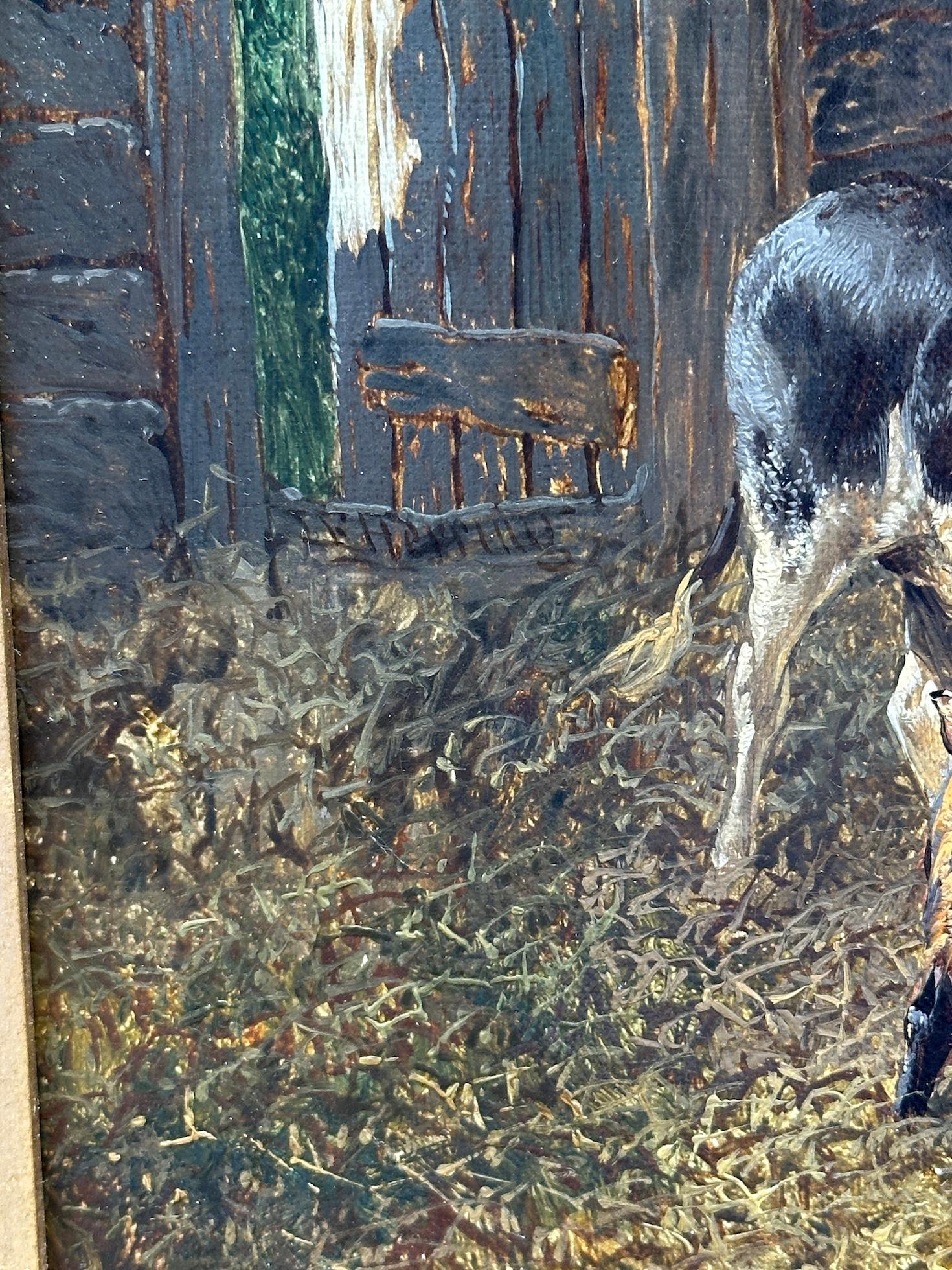 Corral inglés del siglo XIX, gallinas, caballo, burro y cabras en un paisaje en venta 3