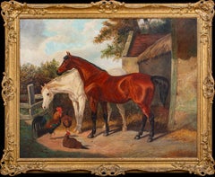 Paire de chevaux à l'extérieur d'une écurie, 19ème siècle I Johns HERRING