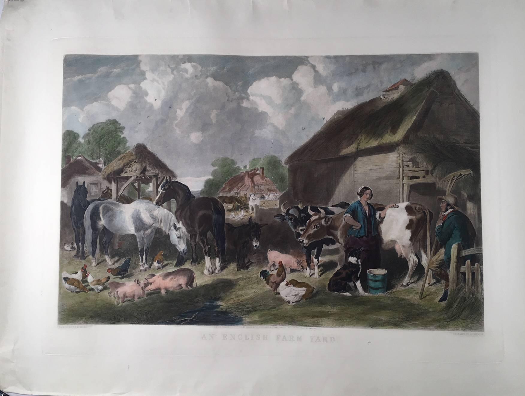 John Frederick Herring Jr. Animal Painting - An English Farmyard