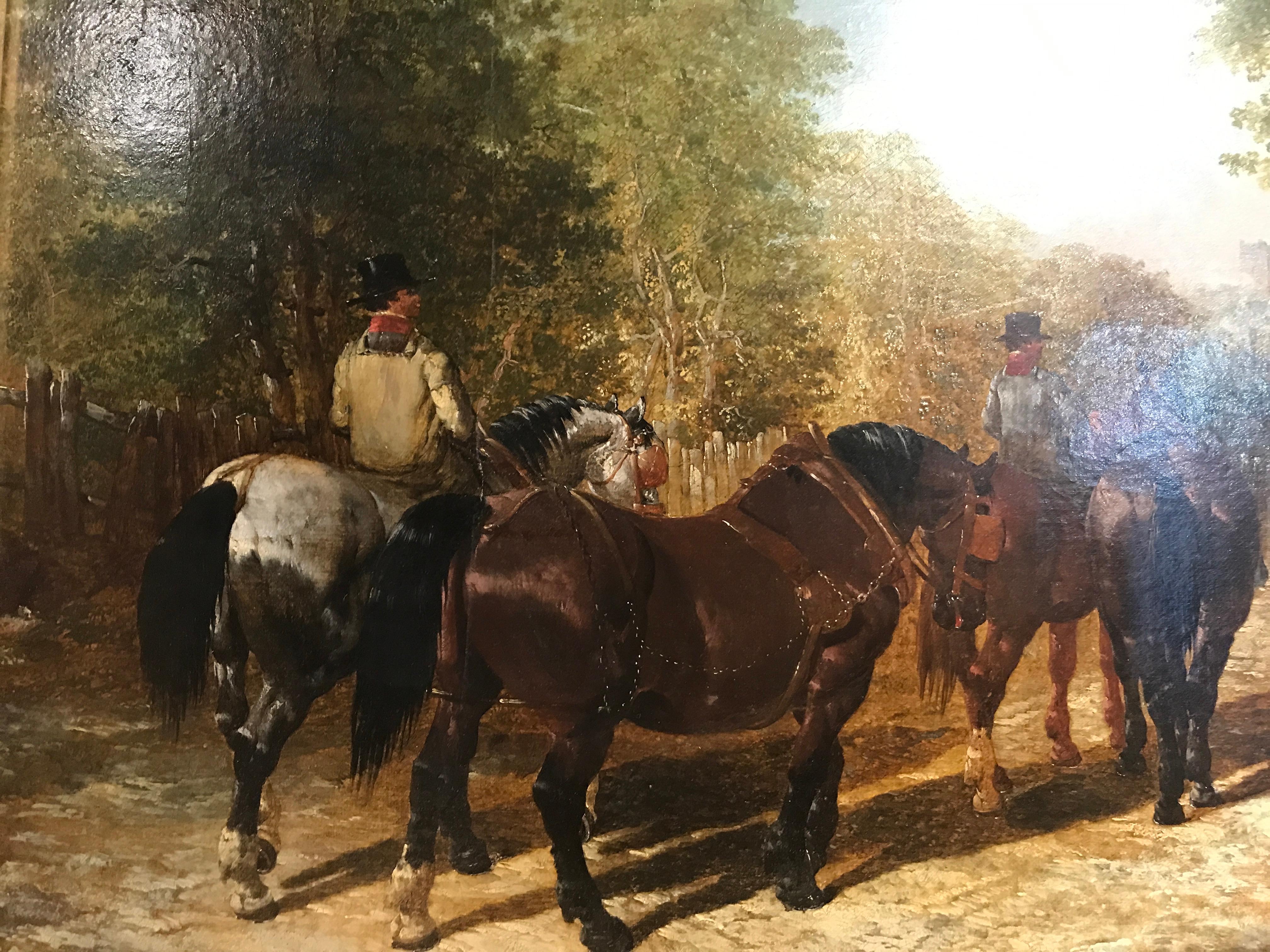Country Gentlemen Going Out - Painting by John Frederick Herring Jr.